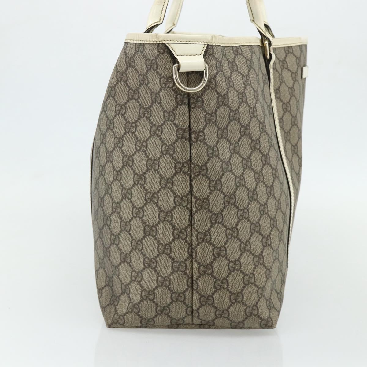 GUCCI GG Supreme Tote Bag PVC Beige Silver 197954 Auth 178317