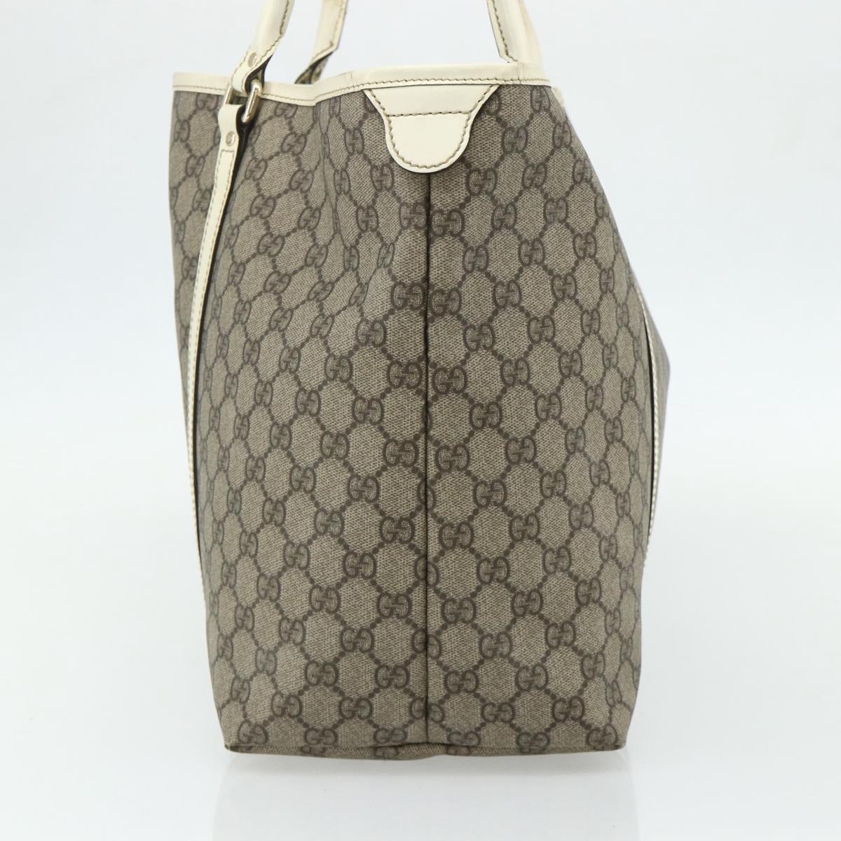 GUCCI GG Supreme Tote Bag PVC Beige Silver 197954 Auth 178317