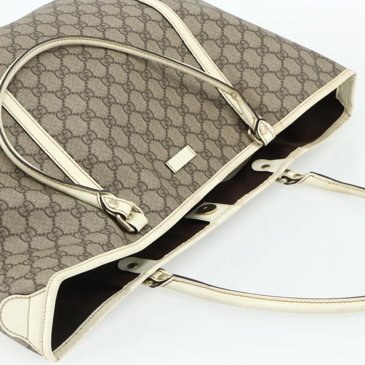 GUCCI GG Supreme Tote Bag PVC Beige Silver 197954 Auth 178317