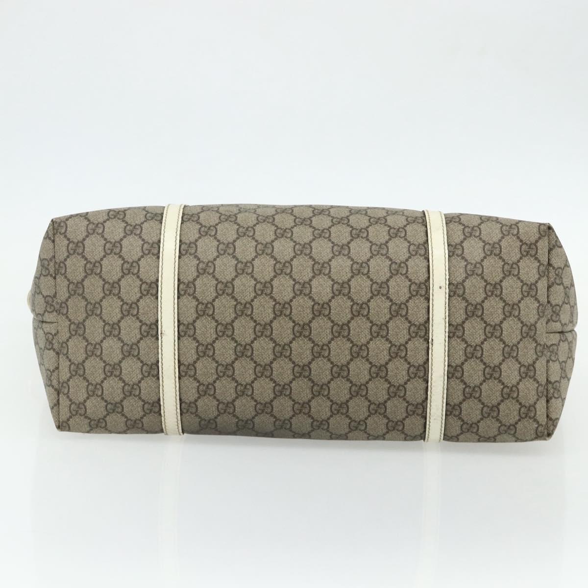 GUCCI GG Supreme Tote Bag PVC Beige Silver 197954 Auth 178317