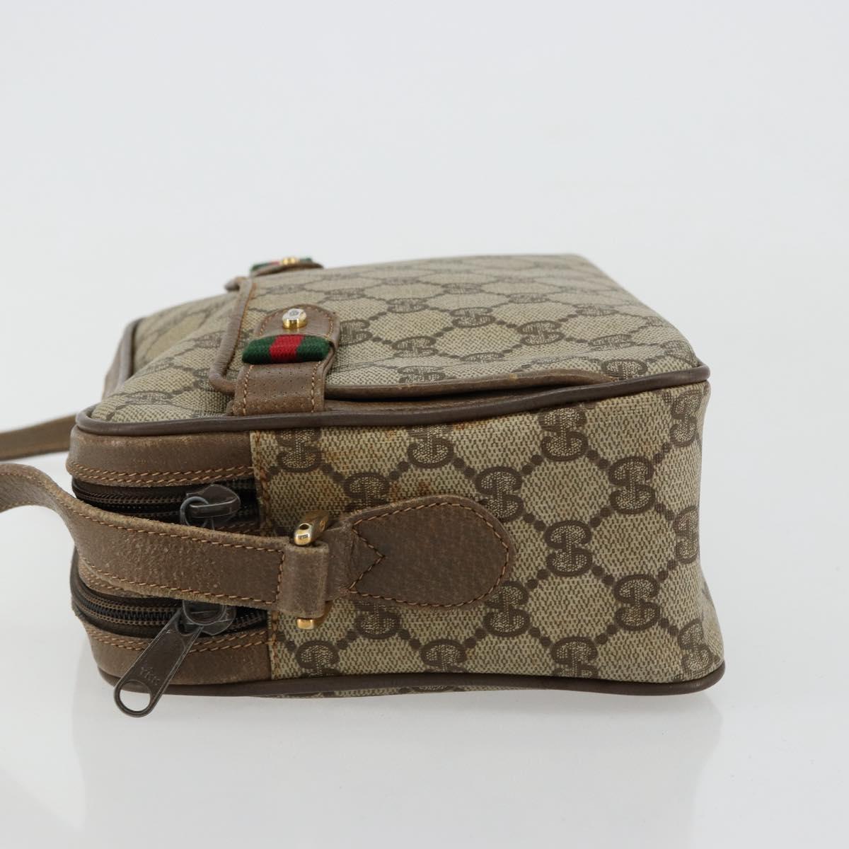 GUCCI GG Supreme Web Sherry Line Bag PVC Beige Gold 93 02 049 Auth 178321
