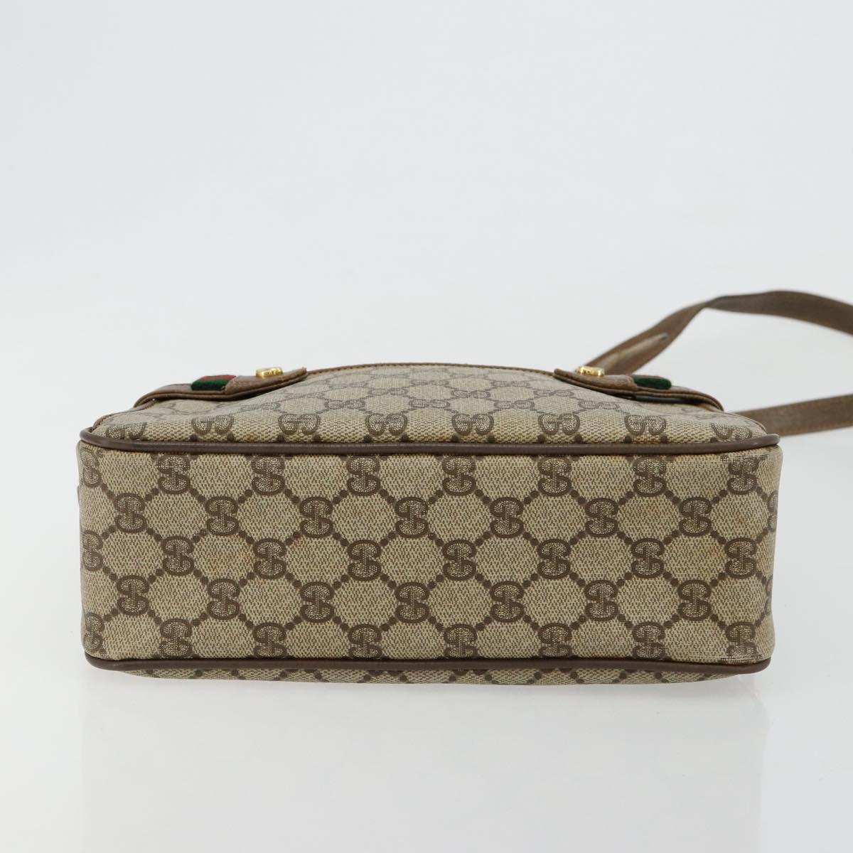 GUCCI GG Supreme Web Sherry Line Bag PVC Beige Gold 93 02 049 Auth 178321