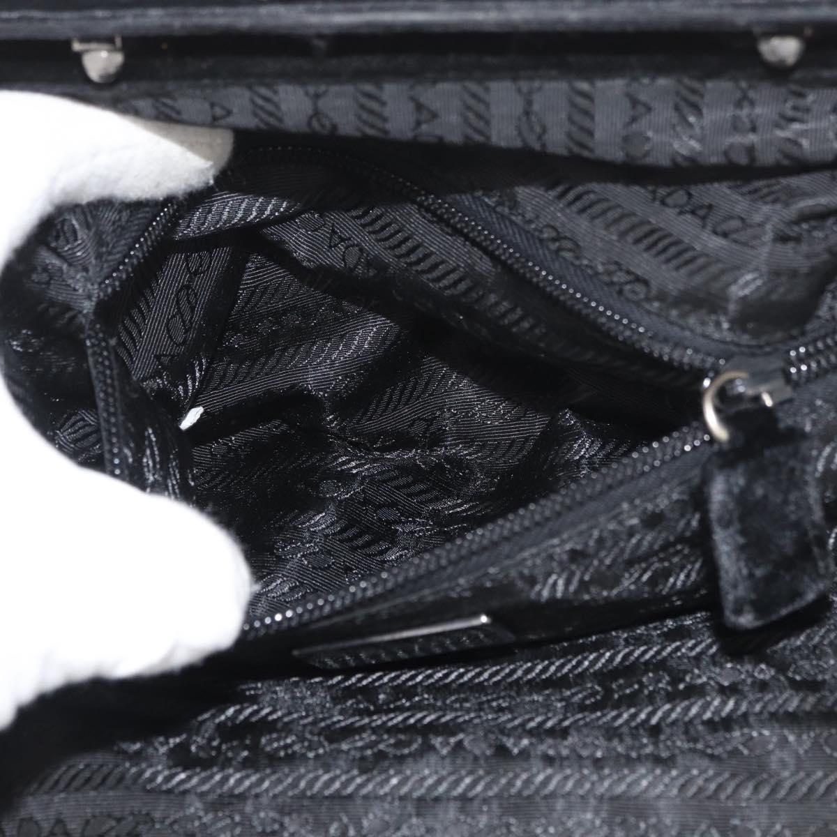 PRADA Hand Bag Velor Black Auth 178324