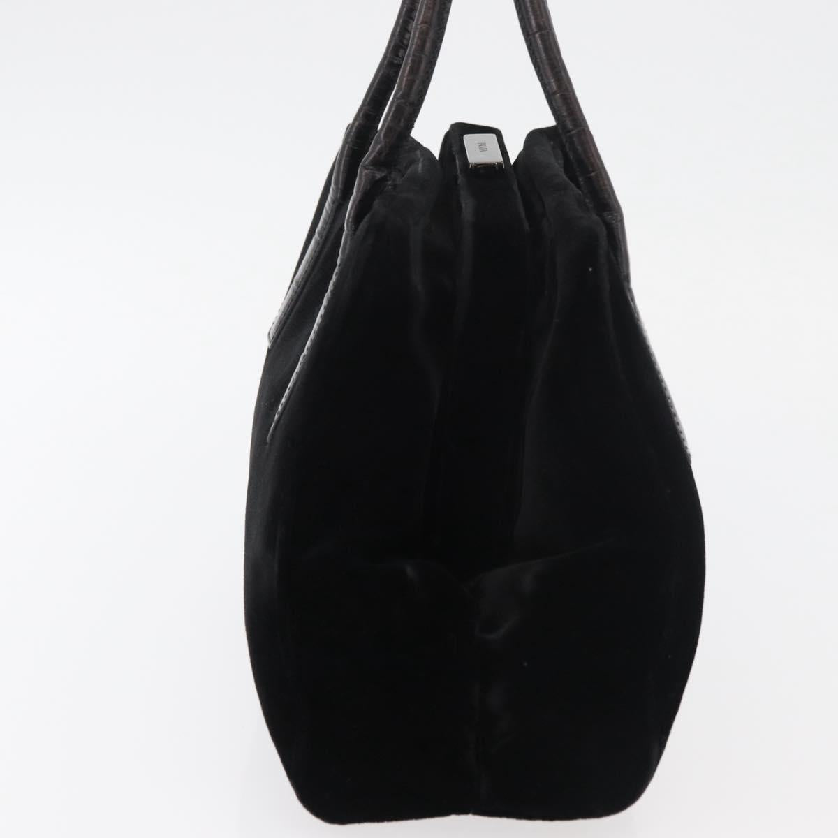 PRADA Hand Bag Velor Black Auth 178324