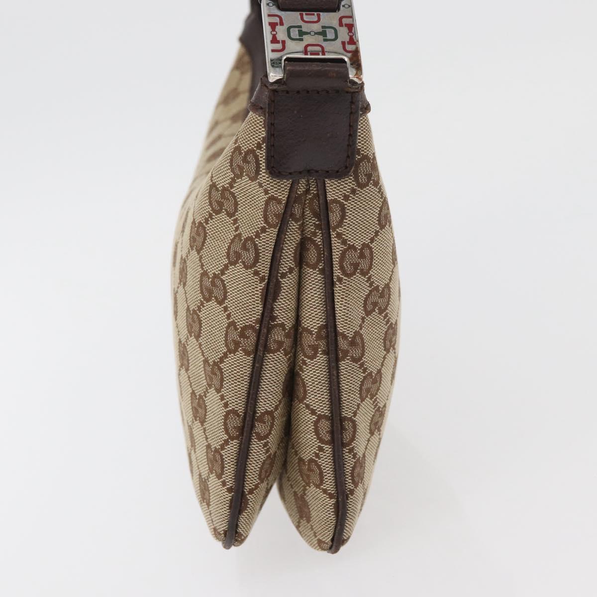 GUCCI GG Canvas Web Sherry Line Shoulder Bag Beige Silver 145812 Auth 178330A