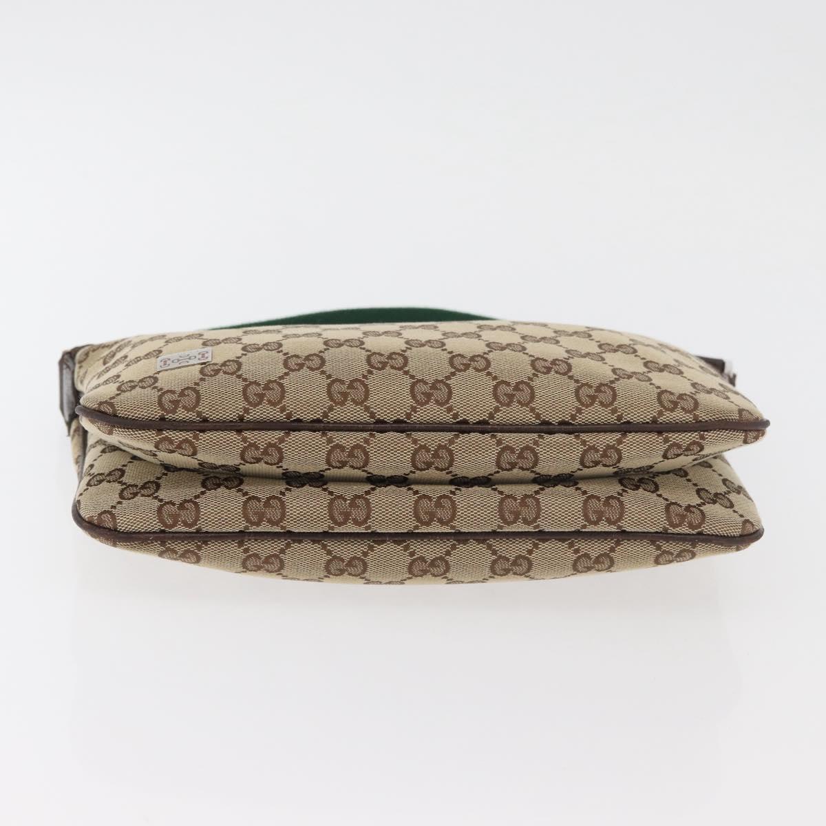 GUCCI GG Canvas Web Sherry Line Shoulder Bag Beige Silver 145812 Auth 178330A