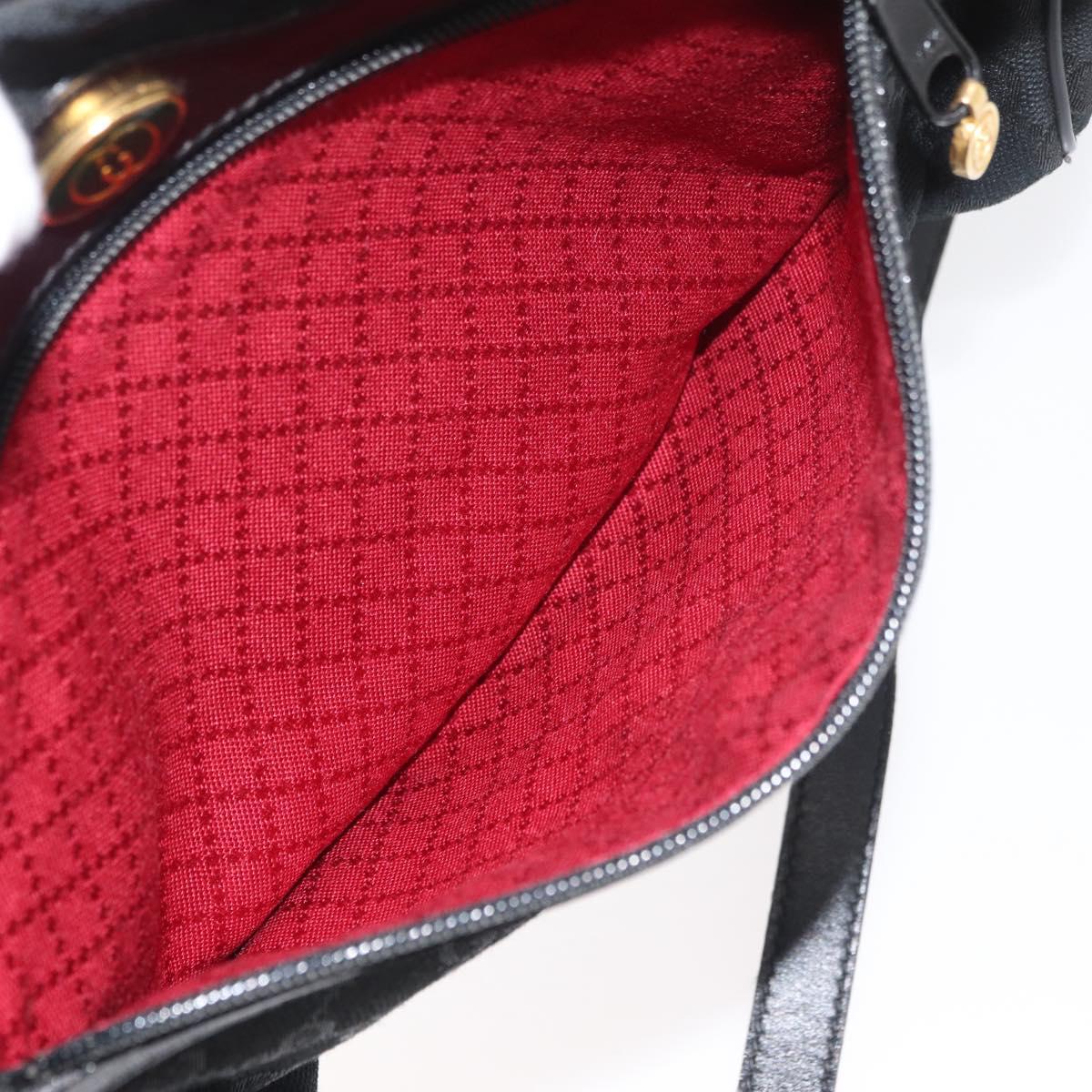 GUCCI GG Canvas Web Sherry Line Shoulder Bag Black Gold 001 4071 5 Auth 178333A