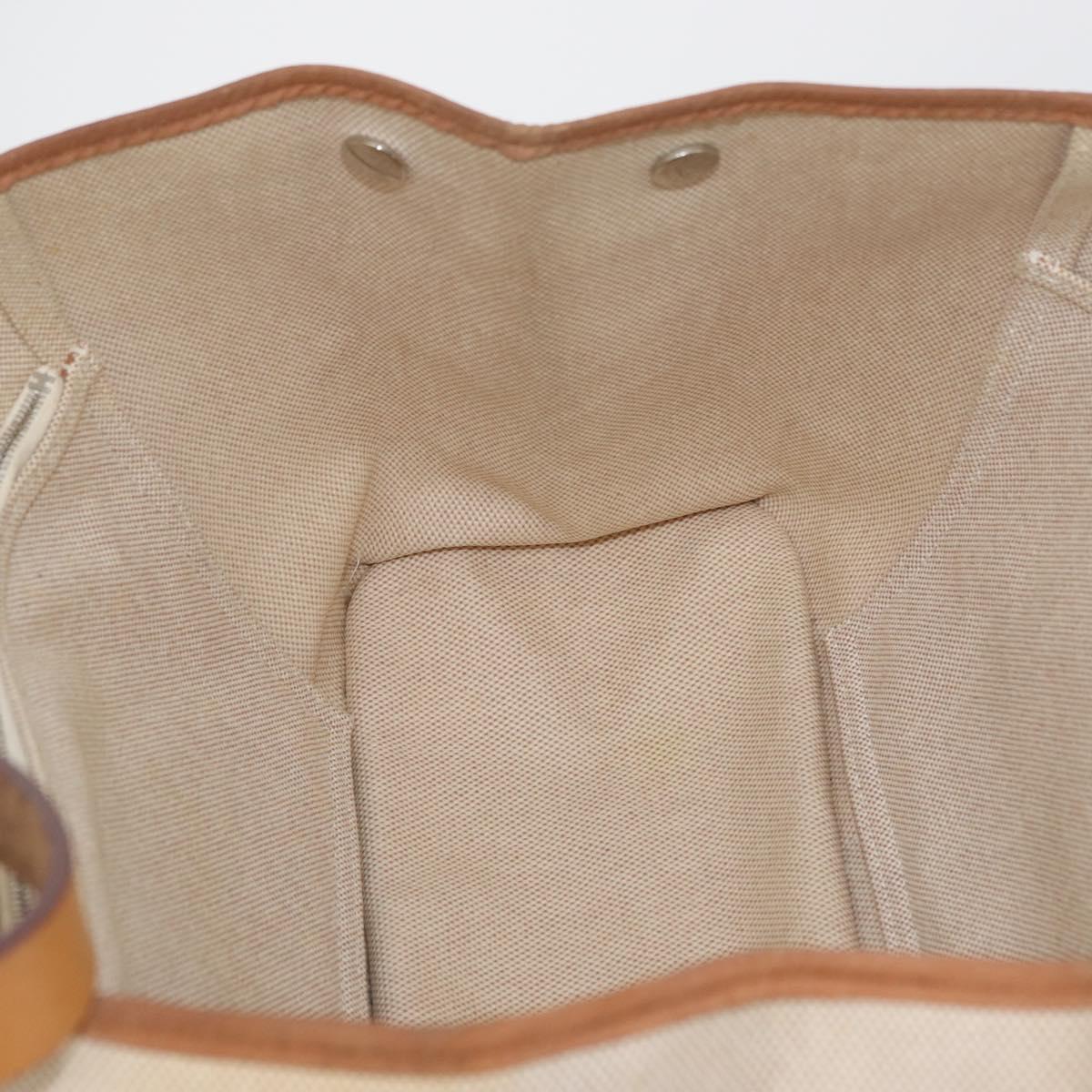 HERMES Cava Elan Shoulder Bag Canvas Leather Beige Brown Silver Auth 178335