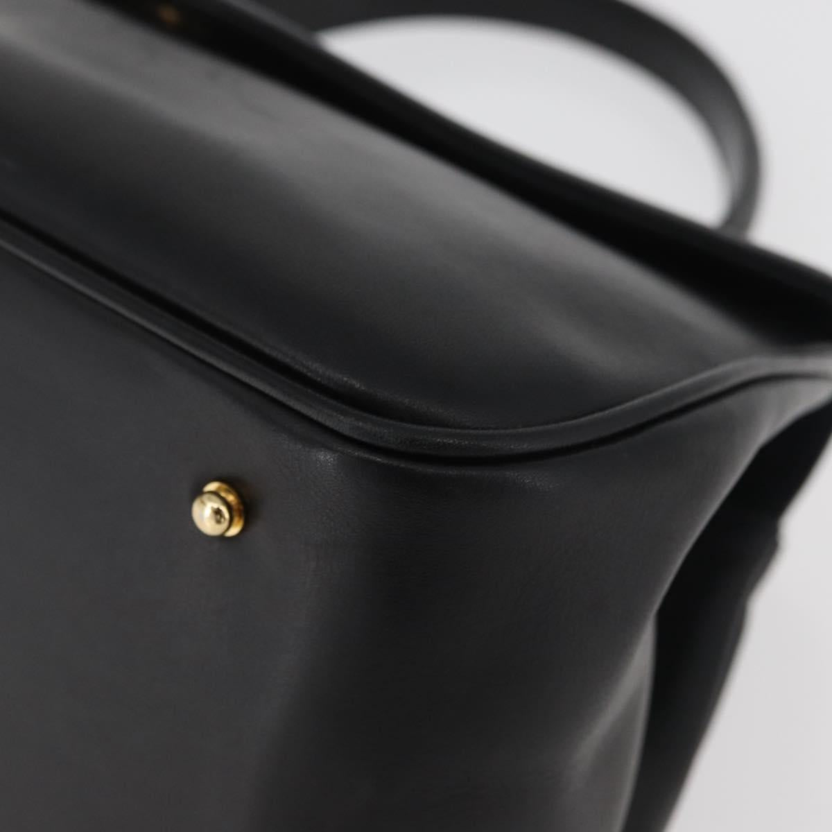 GIVENCHY Hand Bag Leather Black Gold Auth 178337A