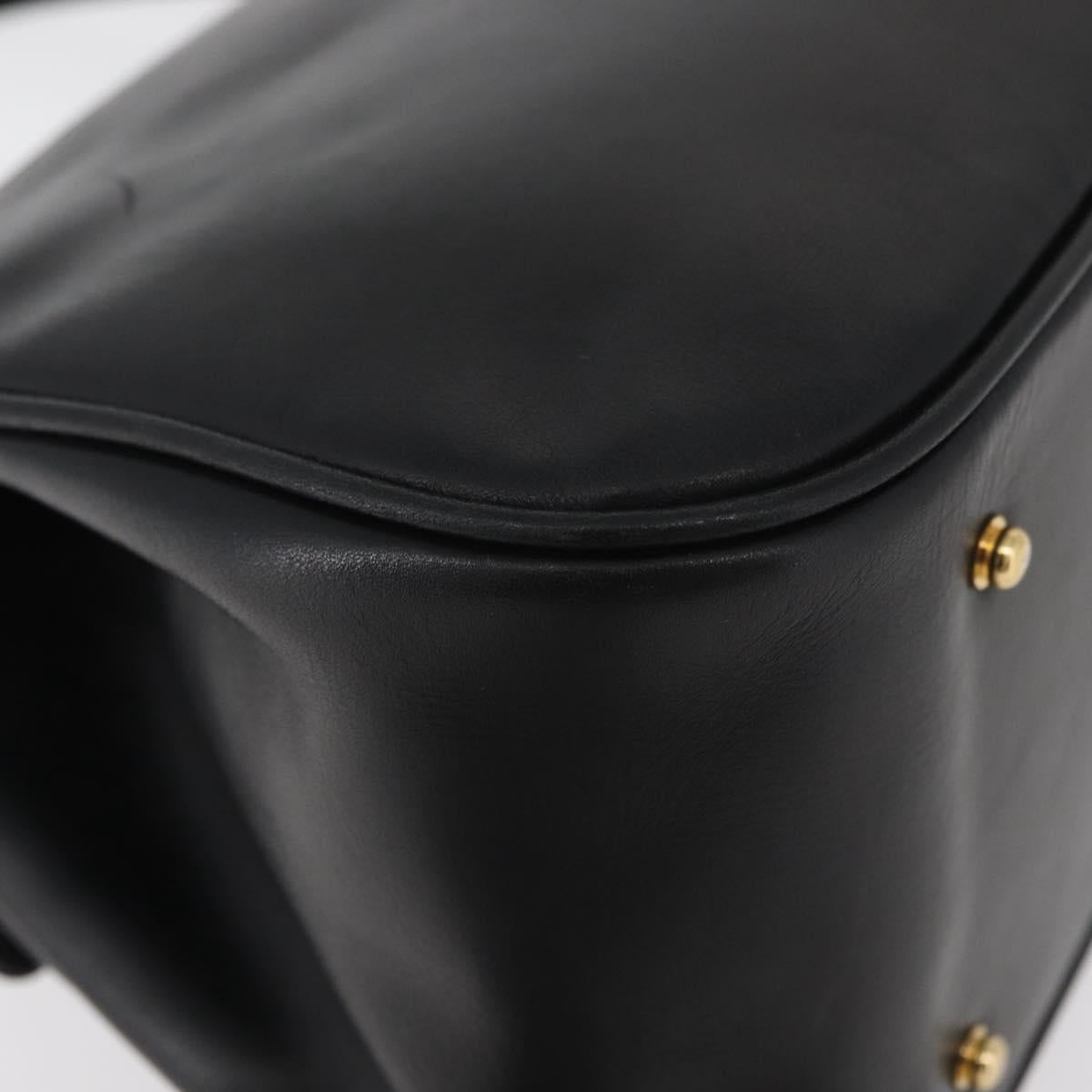 GIVENCHY Hand Bag Leather Black Gold Auth 178337A