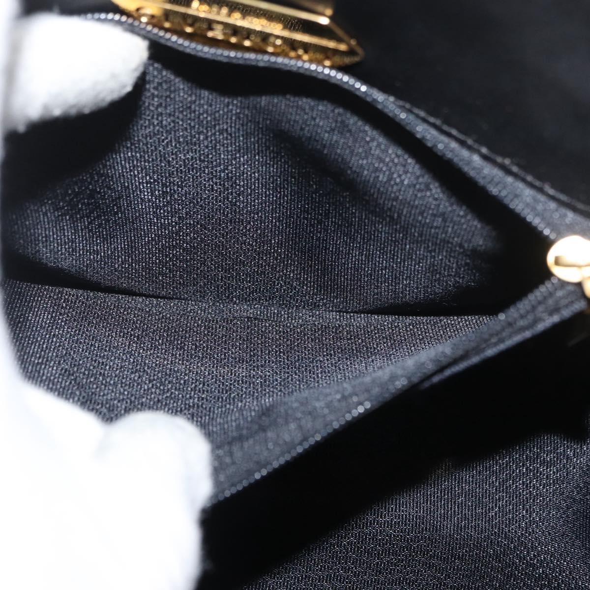 GIVENCHY Hand Bag Leather Black Gold Auth 178337A