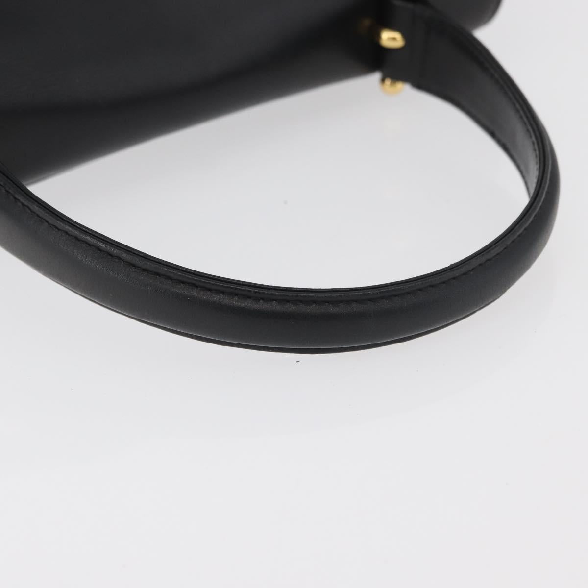 GIVENCHY Hand Bag Leather Black Gold Auth 178337A
