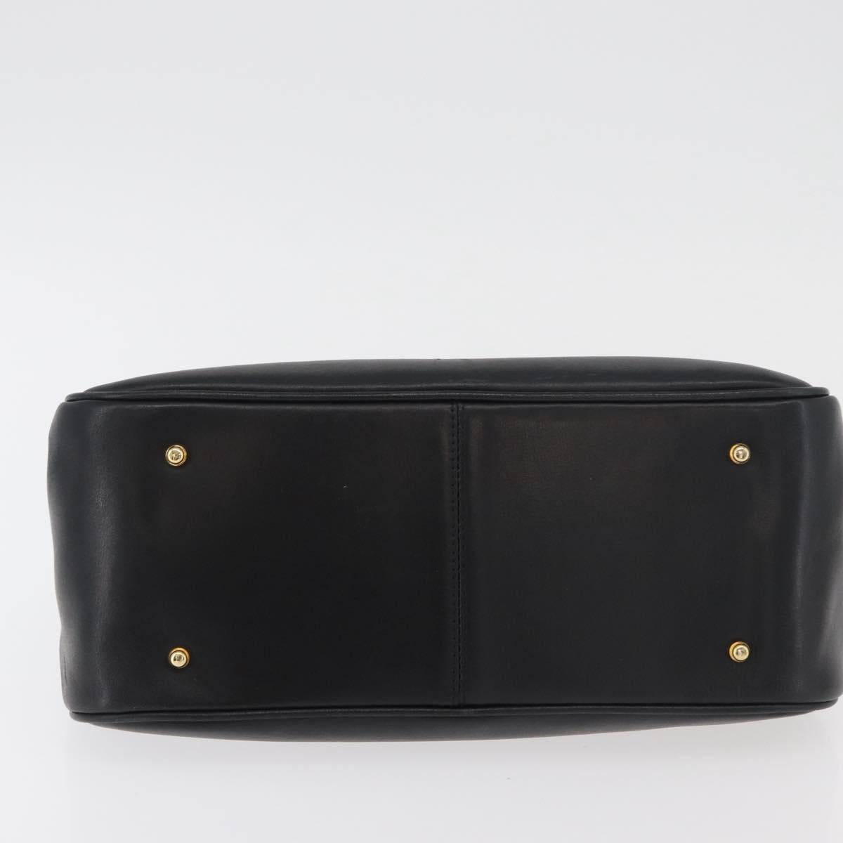 GIVENCHY Hand Bag Leather Black Gold Auth 178337A