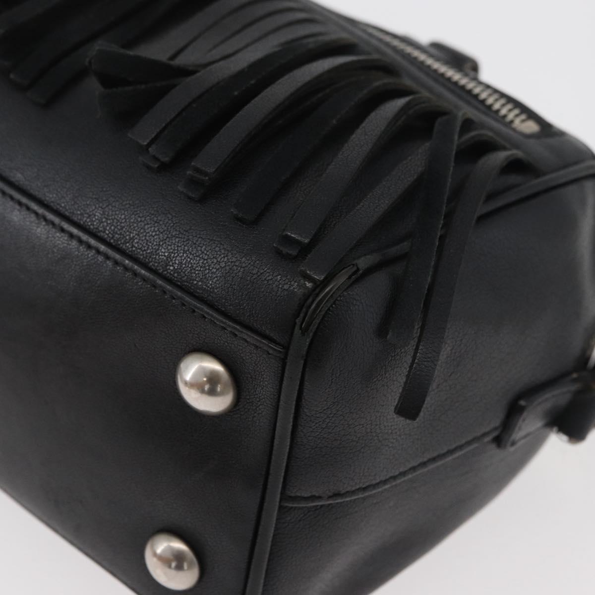 SAINT LAURENT Baby Duffel Hand Bag Leather 2way Black Silver Auth 178338