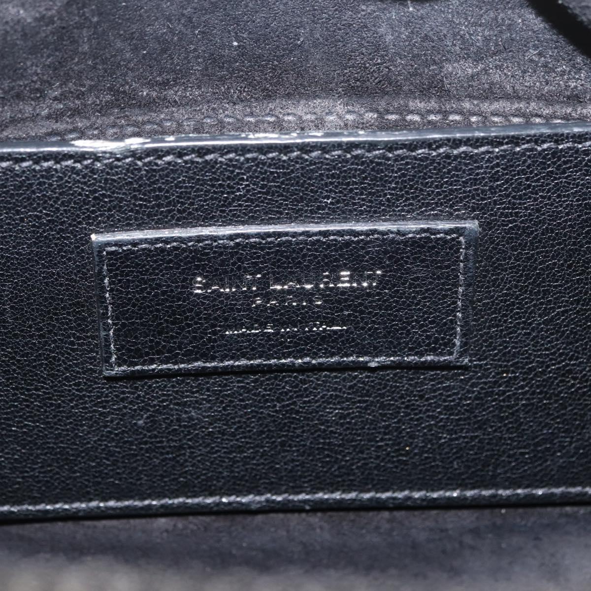 SAINT LAURENT Baby Duffel Hand Bag Leather 2way Black Silver Auth 178338