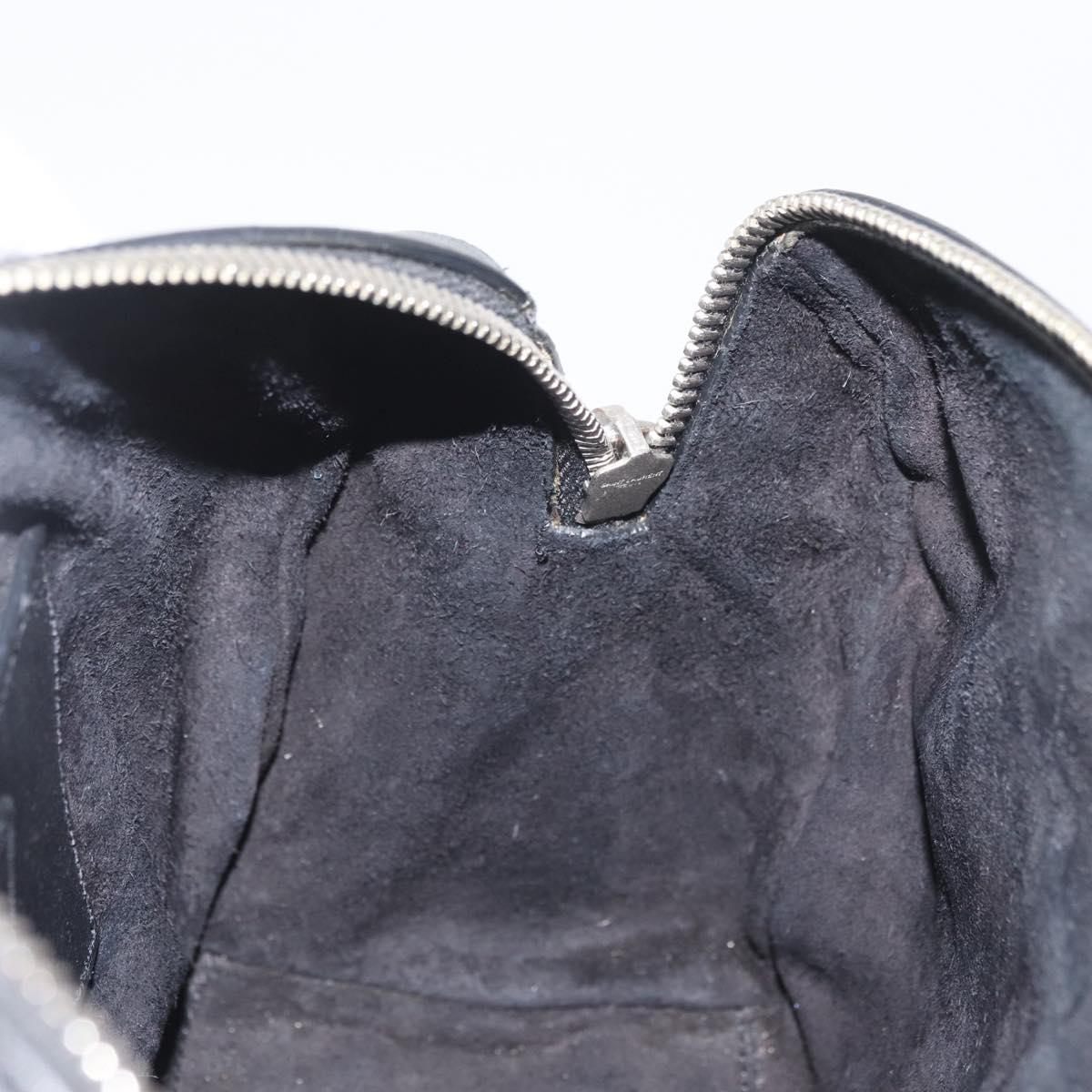 SAINT LAURENT Baby Duffel Hand Bag Leather 2way Black Silver Auth 178338