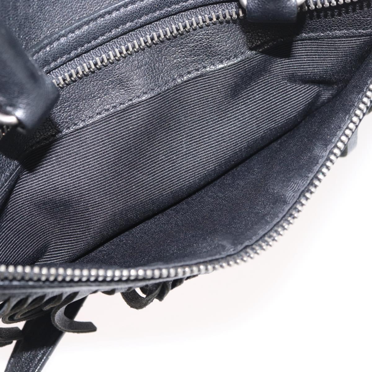 SAINT LAURENT Baby Duffel Hand Bag Leather 2way Black Silver Auth 178338
