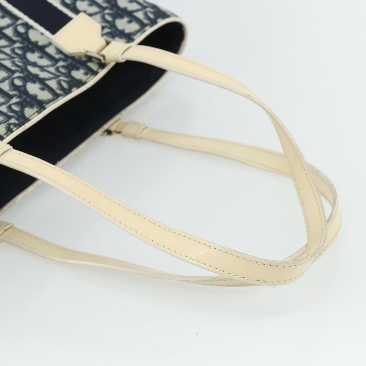 Christian Dior Trotter Canvas Tote Bag PVC Navy Silver Auth 178339