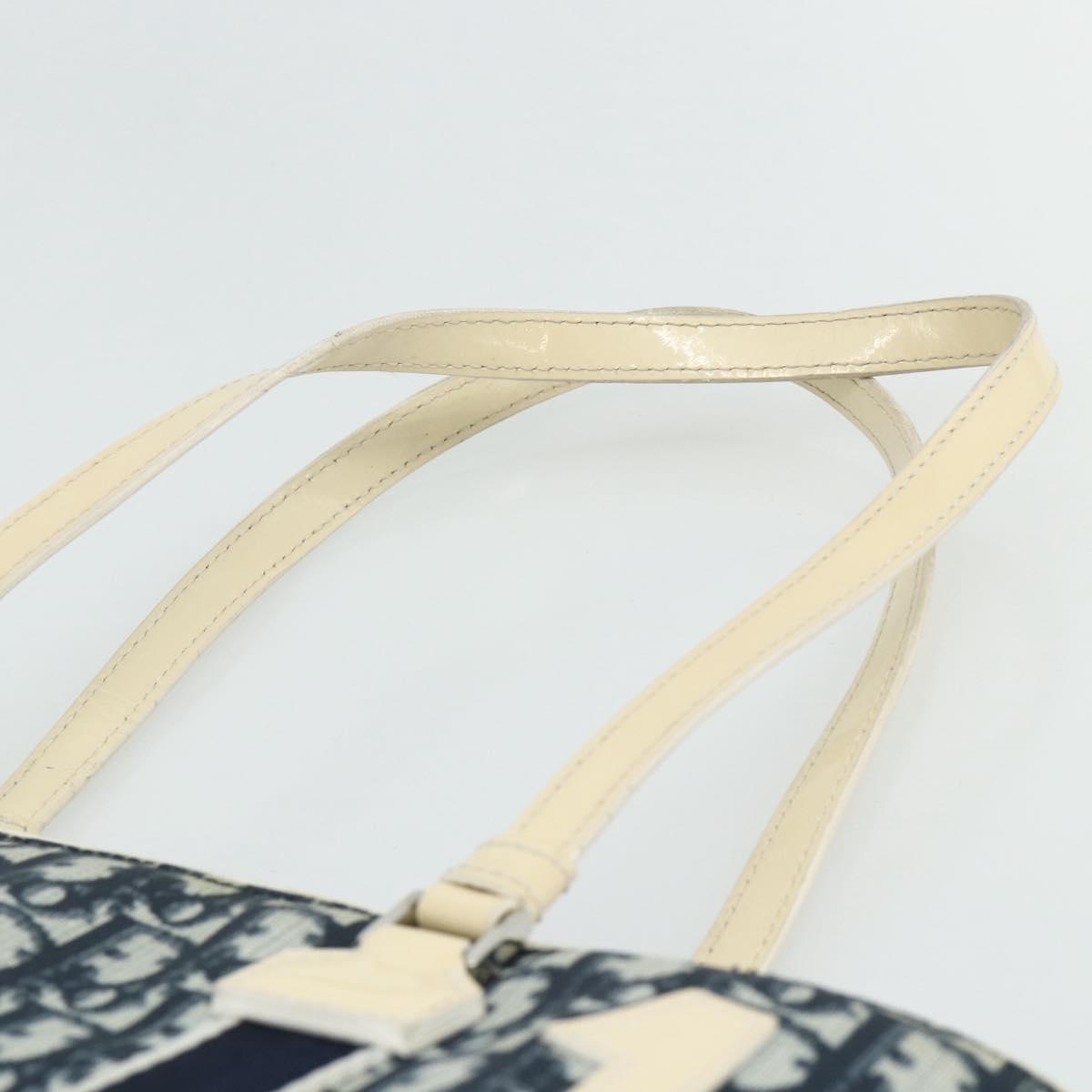 Christian Dior Trotter Canvas Tote Bag PVC Navy Silver Auth 178339