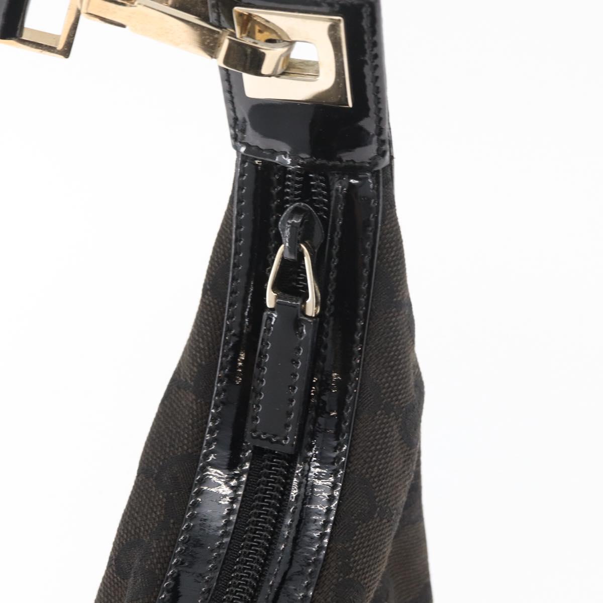 GUCCI GG Canvas Shoulder Bag Black Gold 001 4204 3444 Auth 178366A