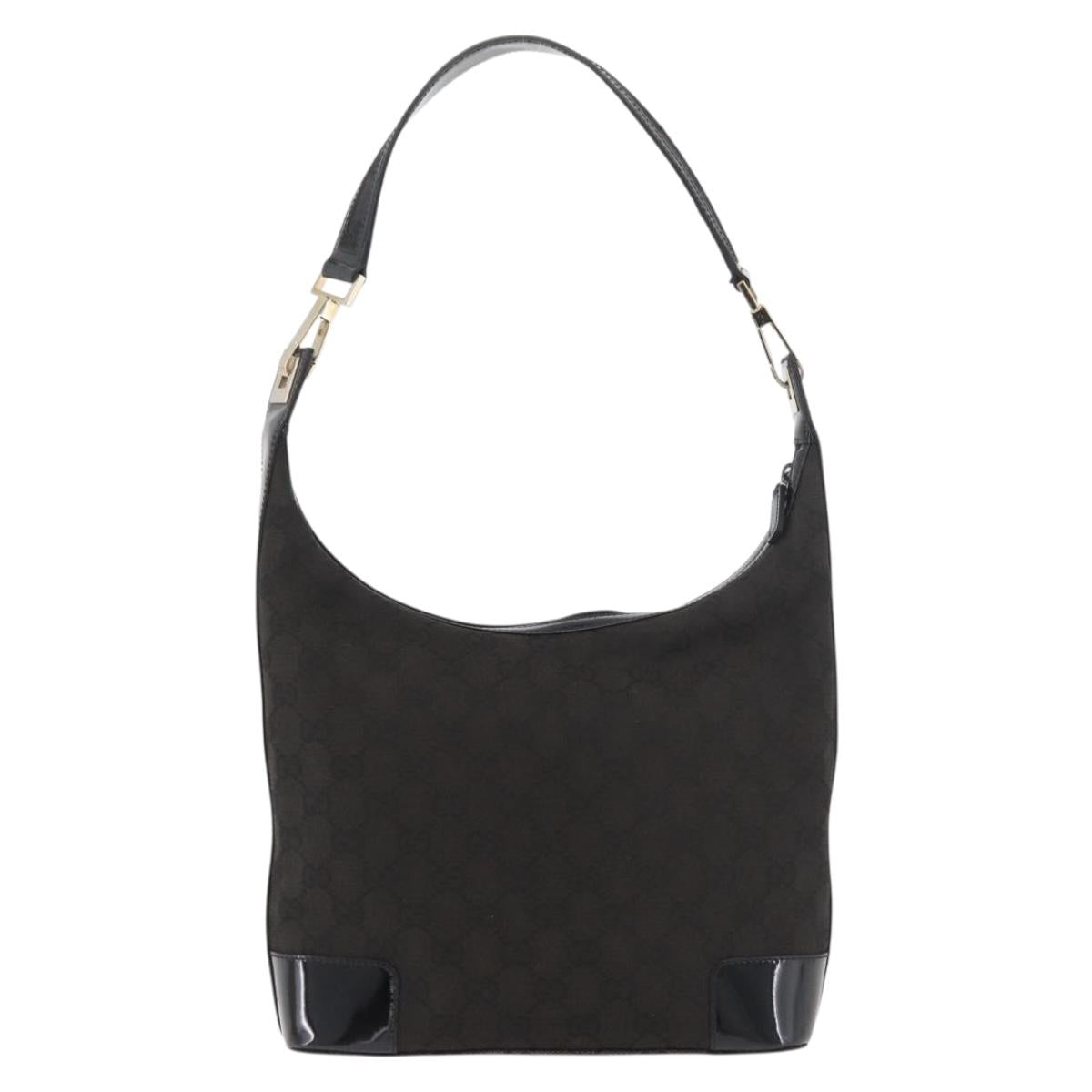 GUCCI GG Canvas Shoulder Bag Black Gold 001 4204 3444 Auth 178366A