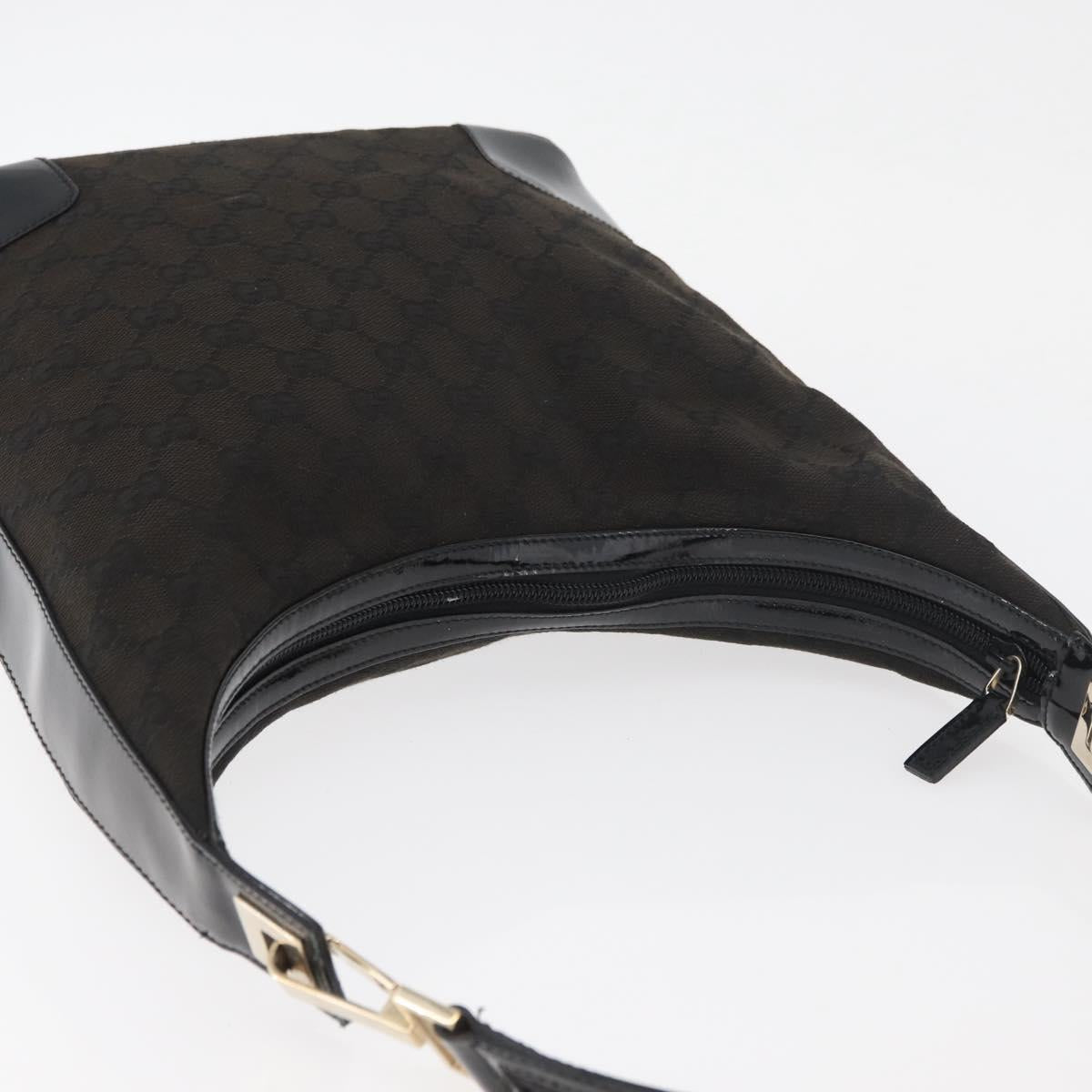 GUCCI GG Canvas Shoulder Bag Black Gold 001 4204 3444 Auth 178366A