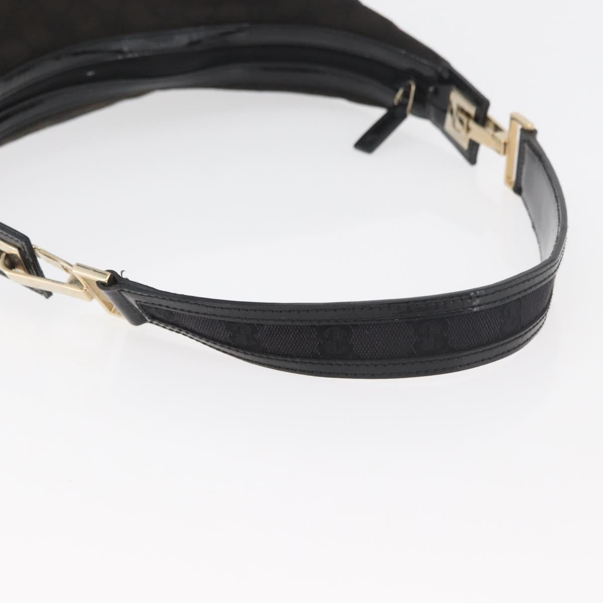 GUCCI GG Canvas Shoulder Bag Black Gold 001 4204 3444 Auth 178366A