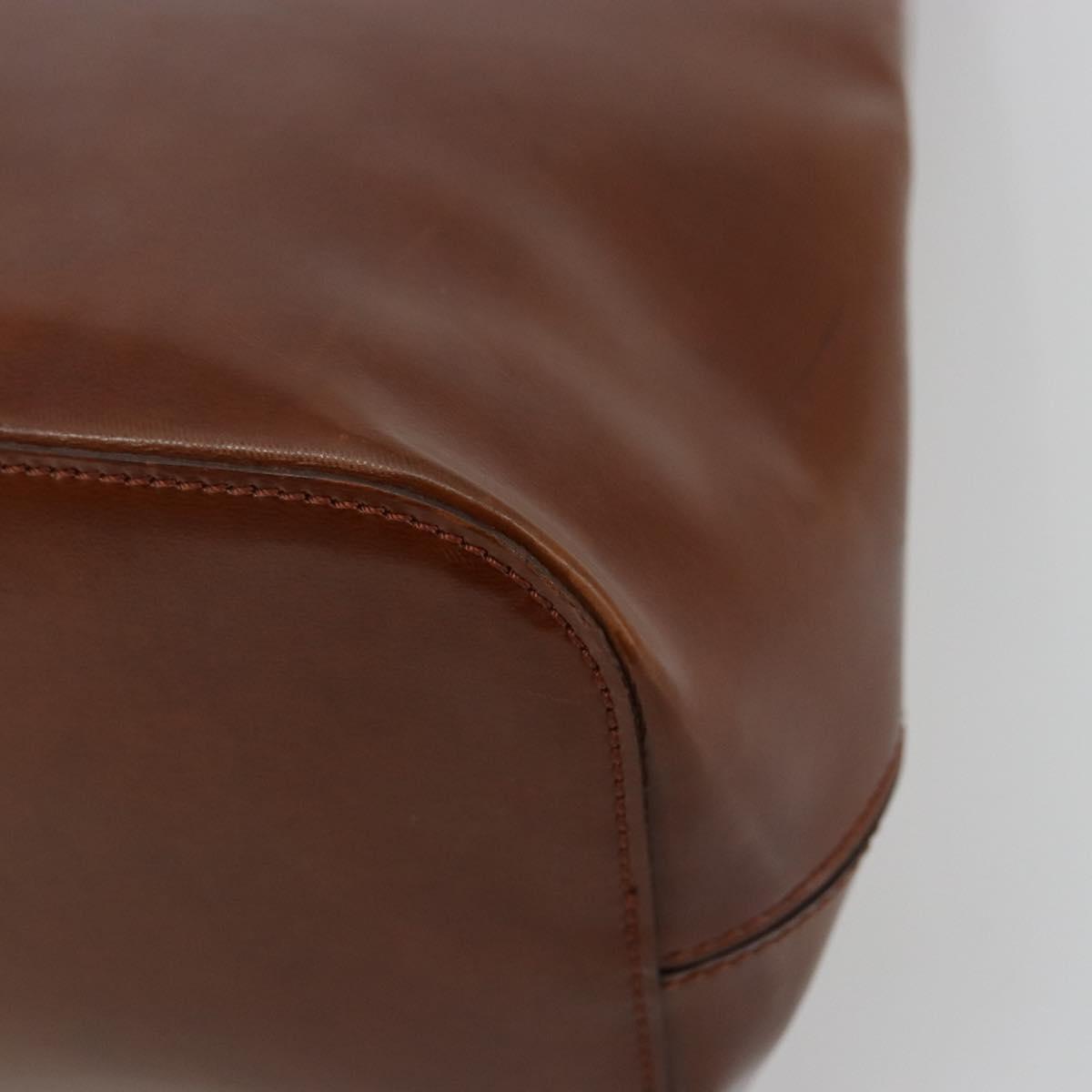 CARTIER PANTHERE Shoulder Bag Patent leather Brown Silver Auth 178367