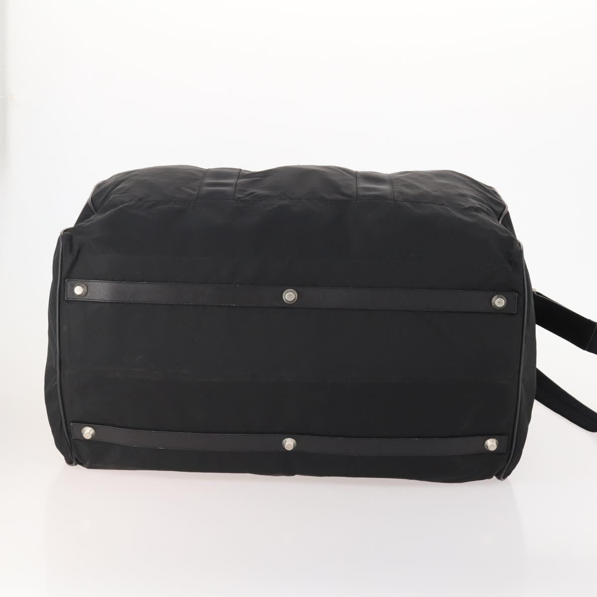 PRADA Boston Bag Nylon 2way Black Silver Auth 178374