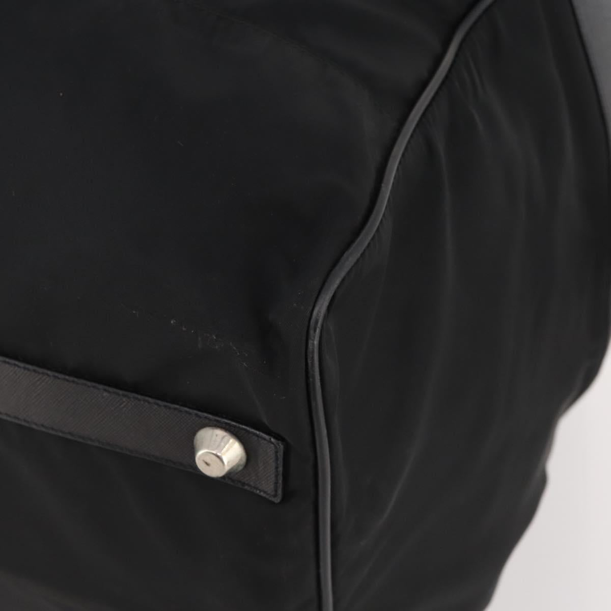 PRADA Boston Bag Nylon 2way Black Silver Auth 178374