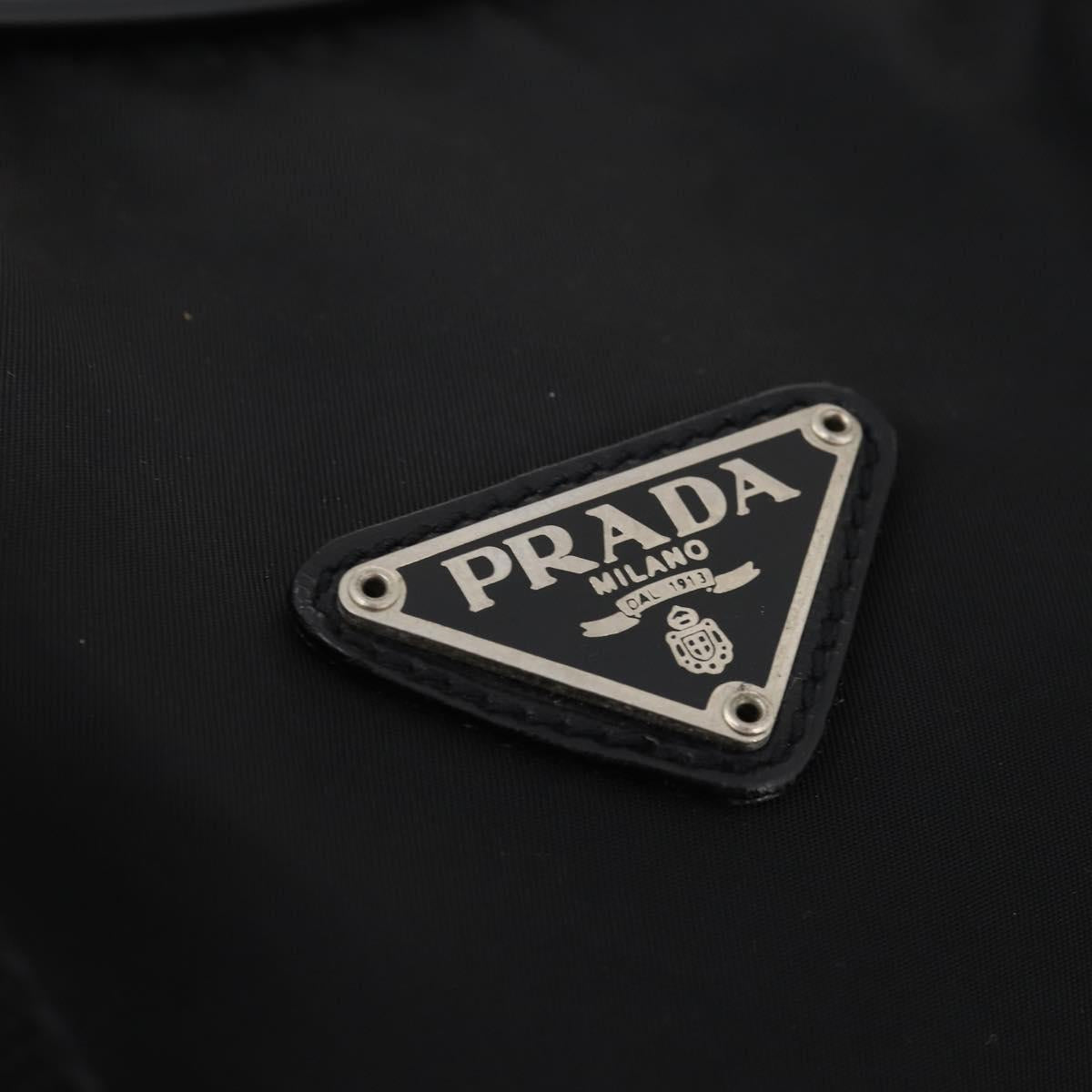 PRADA Boston Bag Nylon 2way Black Silver Auth 178374