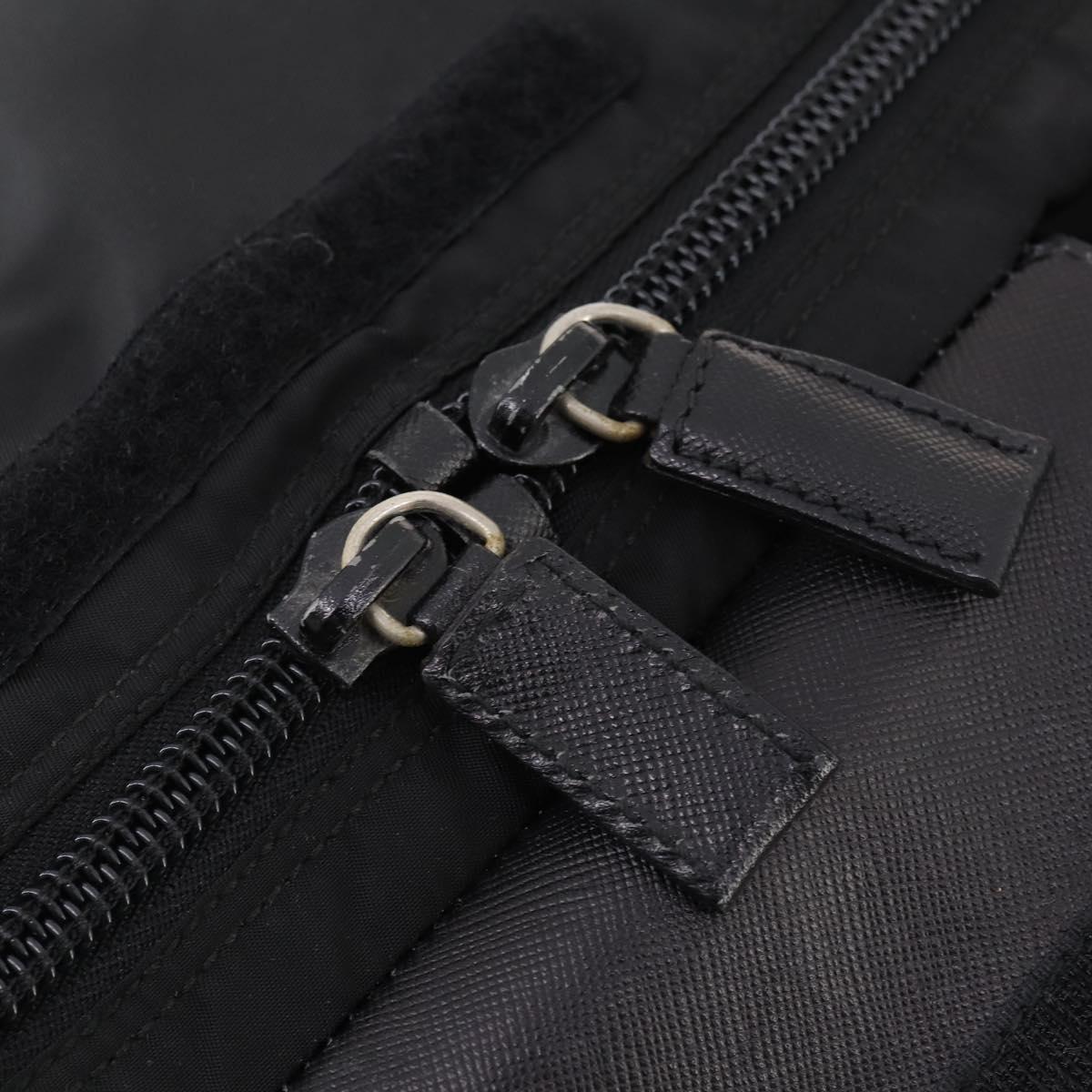 PRADA Boston Bag Nylon 2way Black Silver Auth 178374