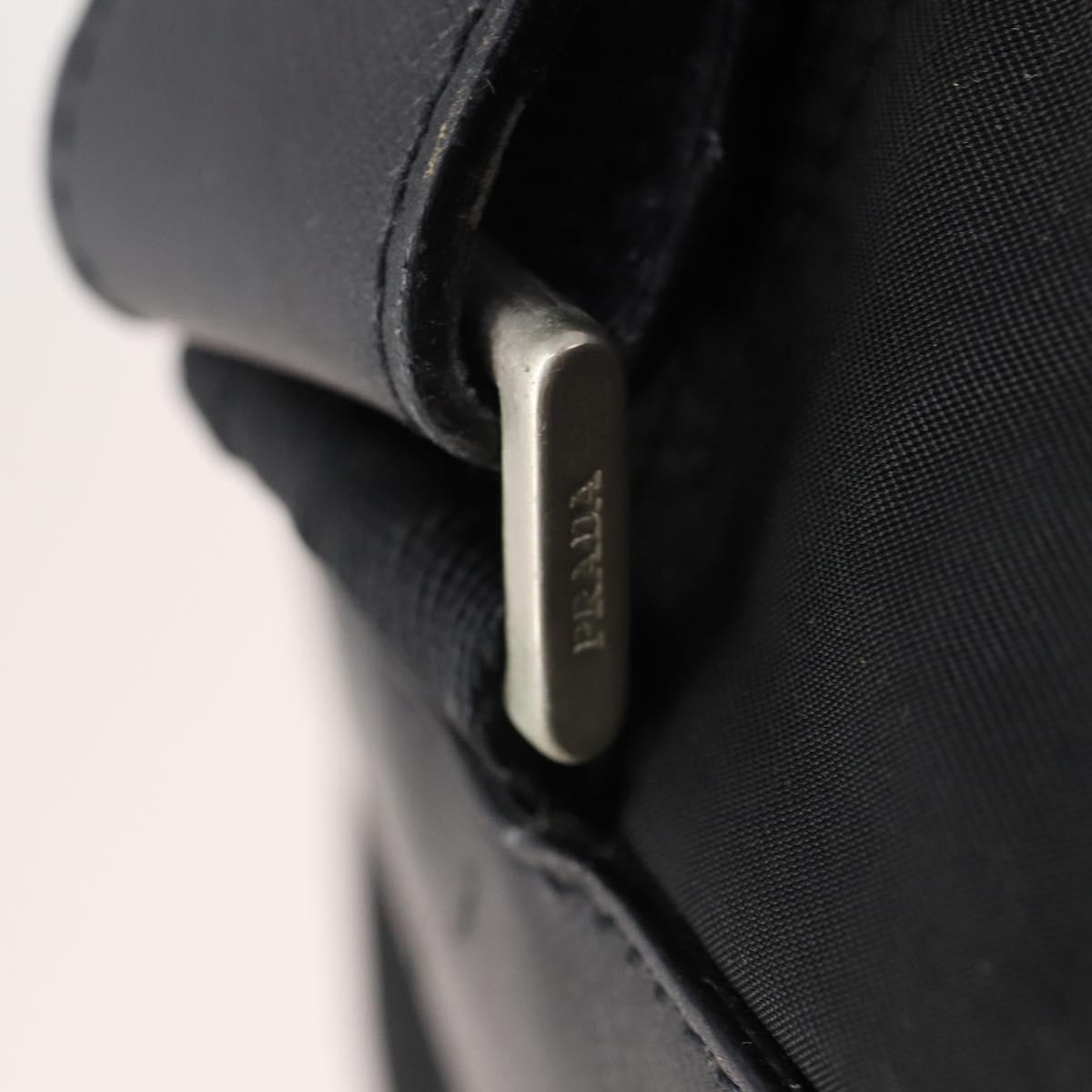 PRADA Boston Bag Nylon 2way Black Silver Auth 178374