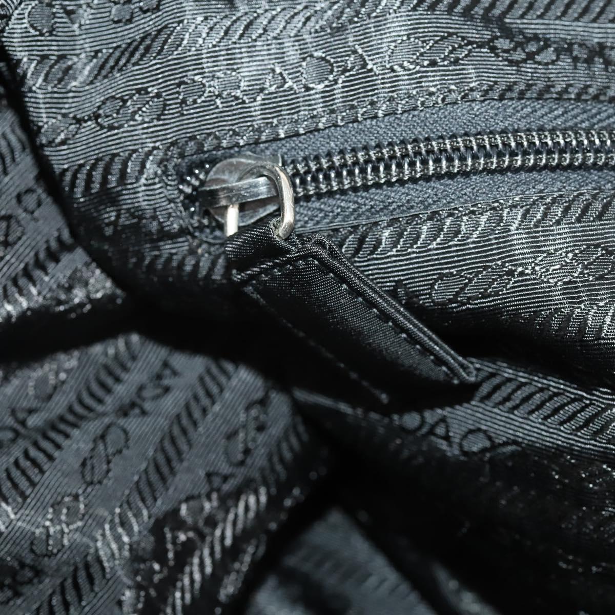 PRADA Boston Bag Nylon 2way Black Silver Auth 178374