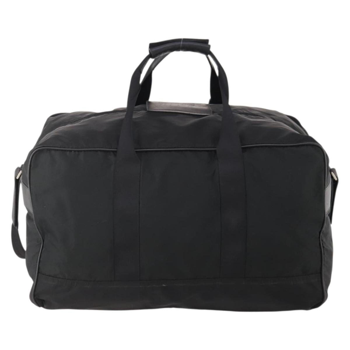 PRADA Boston Bag Nylon 2way Black Silver Auth 178374