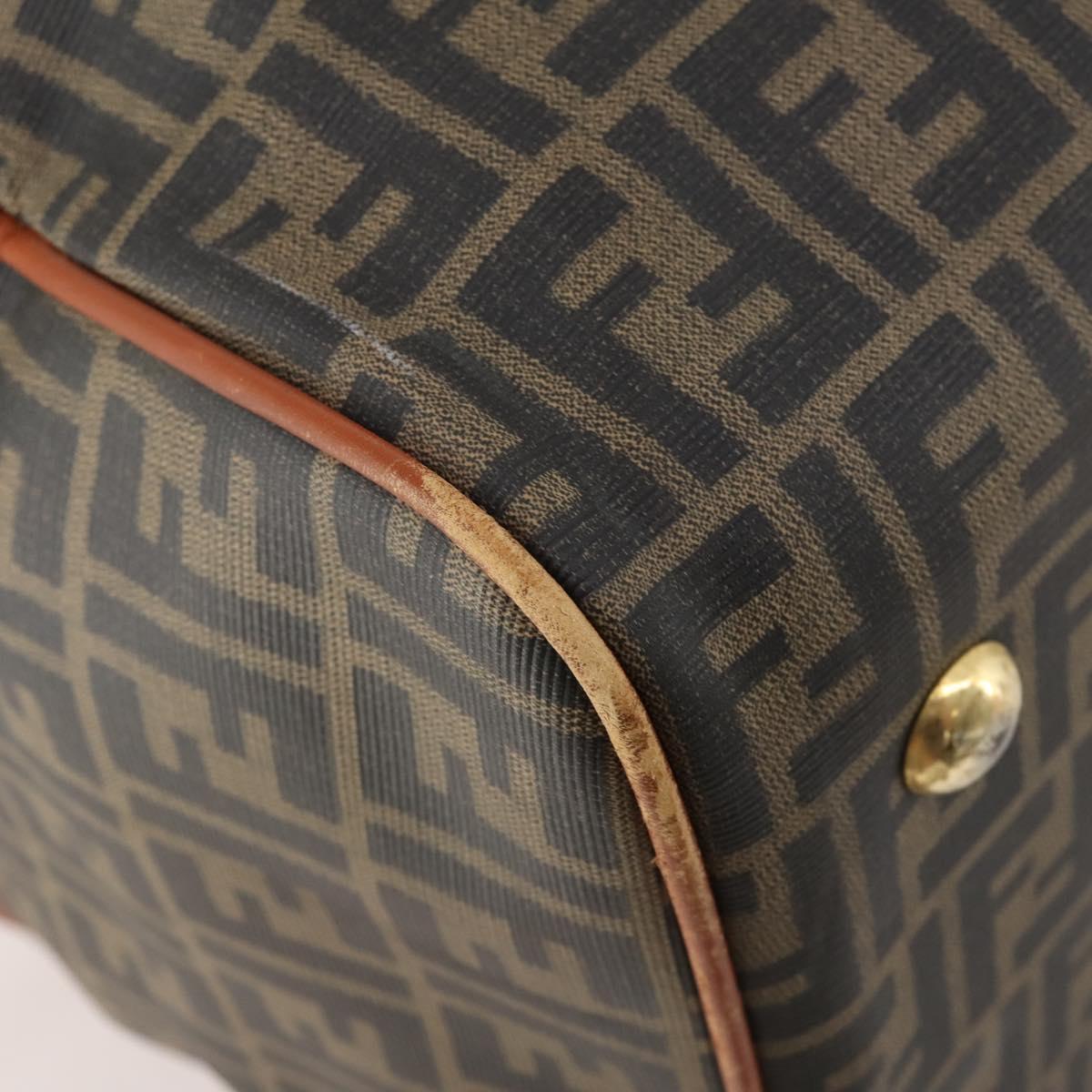 FENDI Zucca Canvas Boston Bag PVC Black Brown Auth 178375