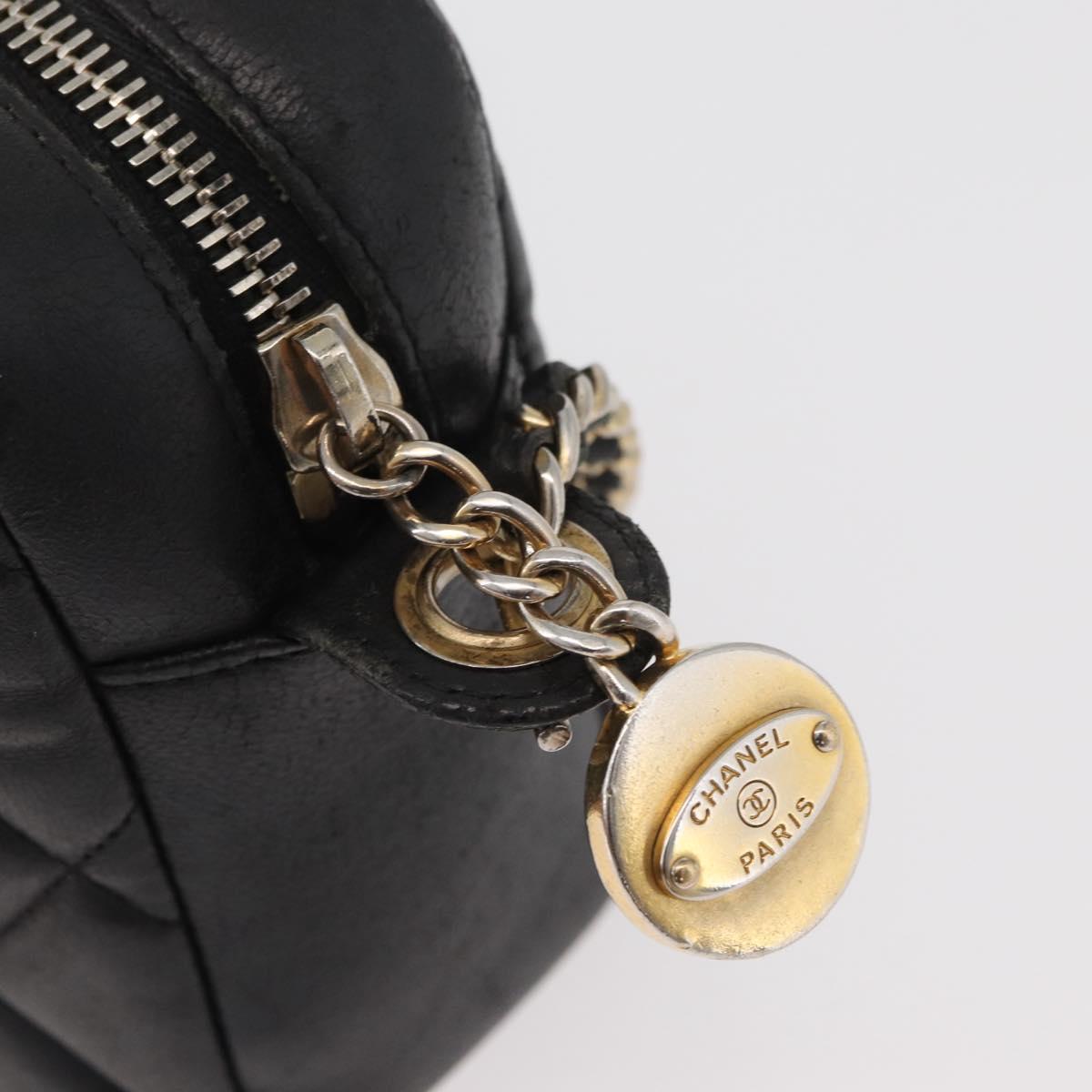 CHANEL Matelasse Chain Shoulder Bag Lamb Skin Black Gold CC Auth 178381A
