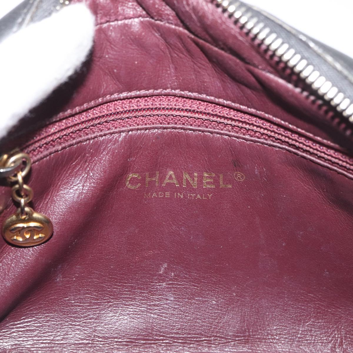 CHANEL Matelasse Chain Shoulder Bag Lamb Skin Black Gold CC Auth 178381A