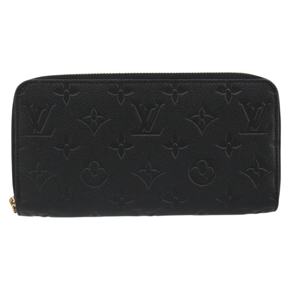 LOUIS VUITTON Monogram Empreinte Zippy Wallet Black M61864 LV Auth 178382A
