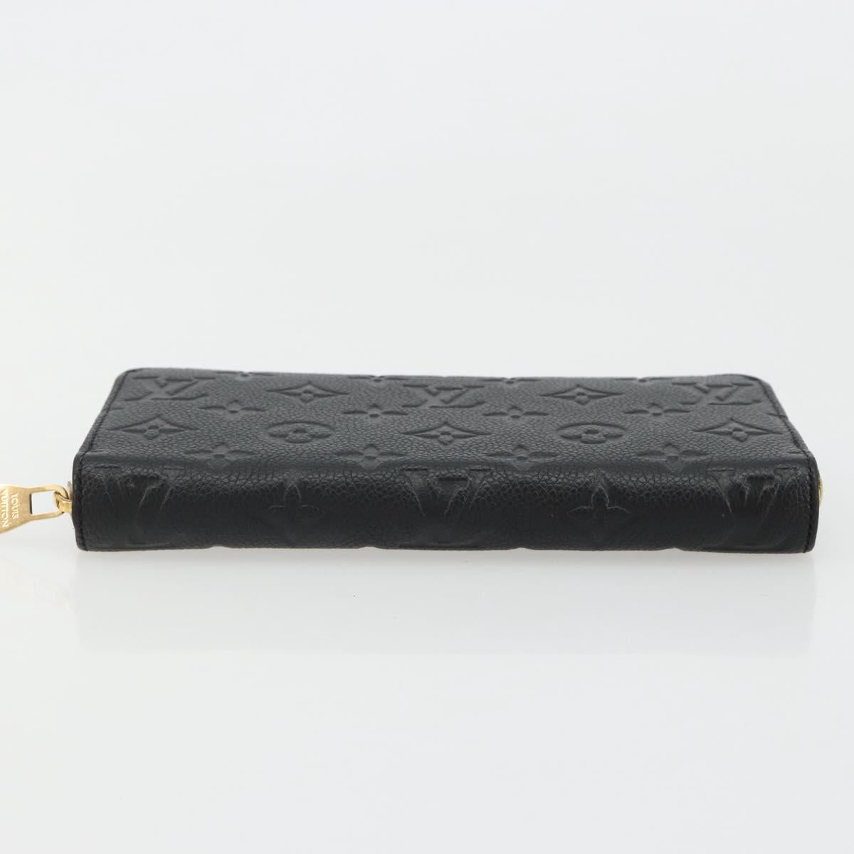 LOUIS VUITTON Monogram Empreinte Zippy Wallet Black M61864 LV Auth 178382A
