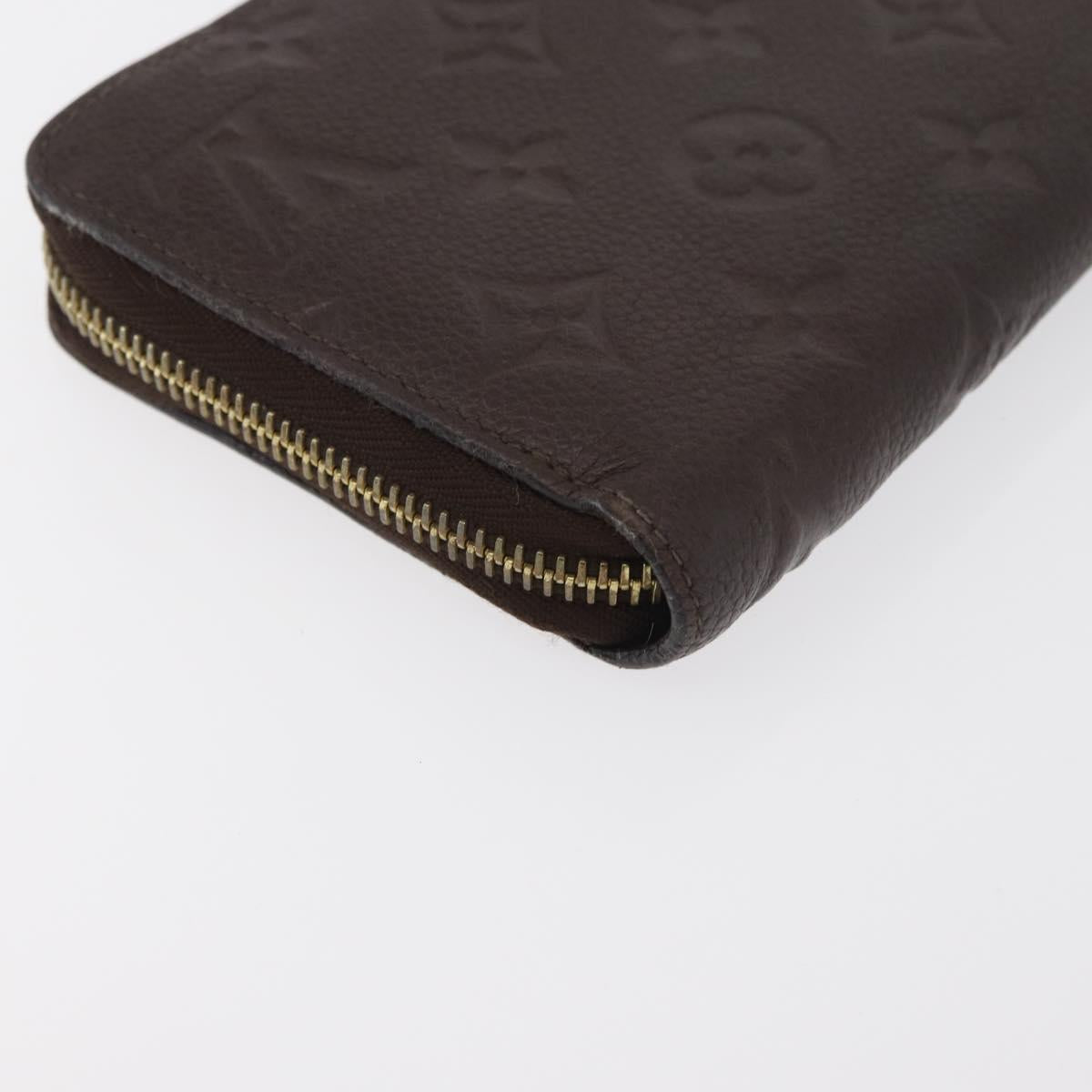 LOUIS VUITTON Monogram Empreinte Zippy Wallet Dark Brown M60548 LV Auth 178383A
