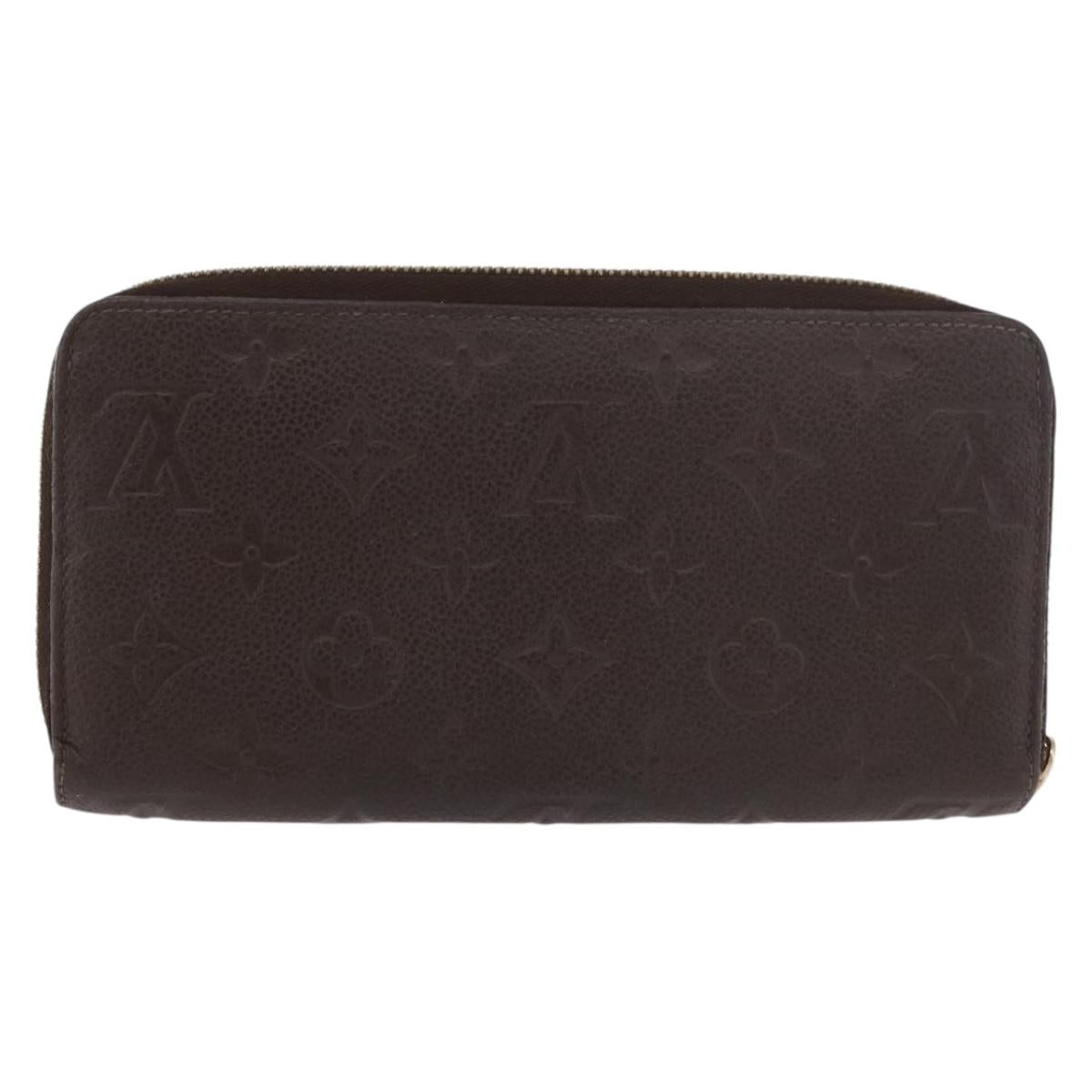 LOUIS VUITTON Monogram Empreinte Zippy Wallet Dark Brown M60548 LV Auth 178383A