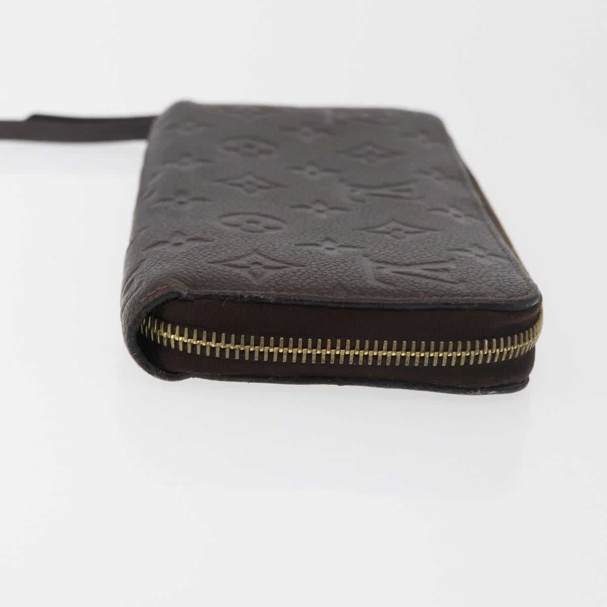 LOUIS VUITTON Monogram Empreinte Zippy Wallet Dark Brown M60548 LV Auth 178383A