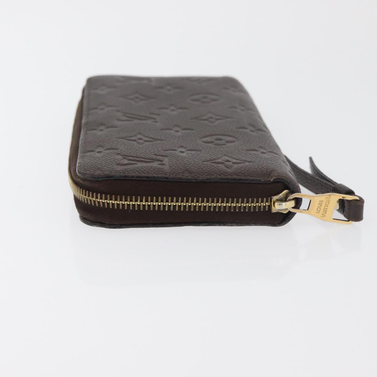 LOUIS VUITTON Monogram Empreinte Zippy Wallet Dark Brown M60548 LV Auth 178383A