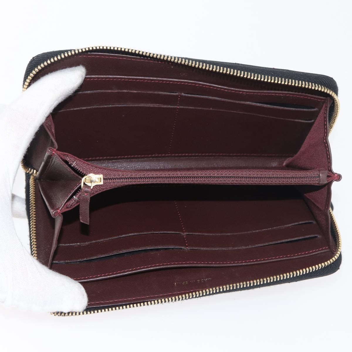 CHANEL Matelasse Long Wallet Lamb Skin Black Gold CC Auth 178384M