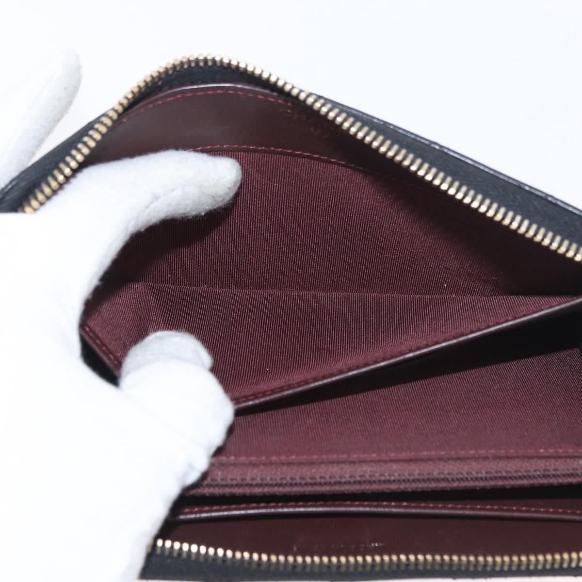 CHANEL Matelasse Long Wallet Lamb Skin Black Gold CC Auth 178384M