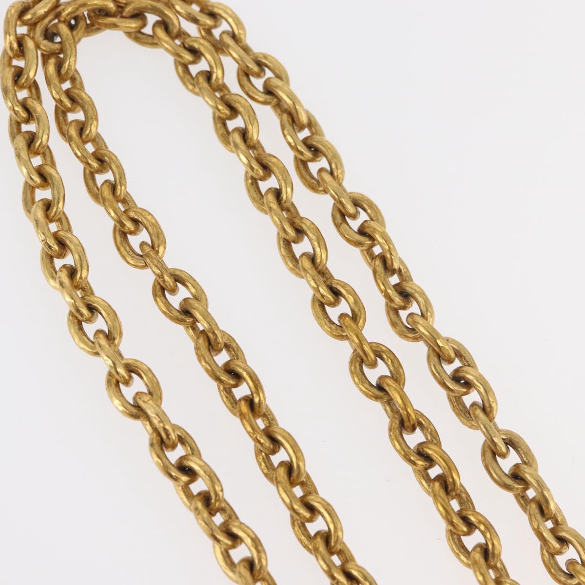 CHANEL COCO Mark Necklace metal Gold CC Auth 178394M