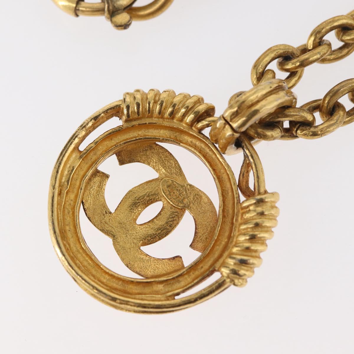 CHANEL COCO Mark Necklace metal Gold CC Auth 178394M