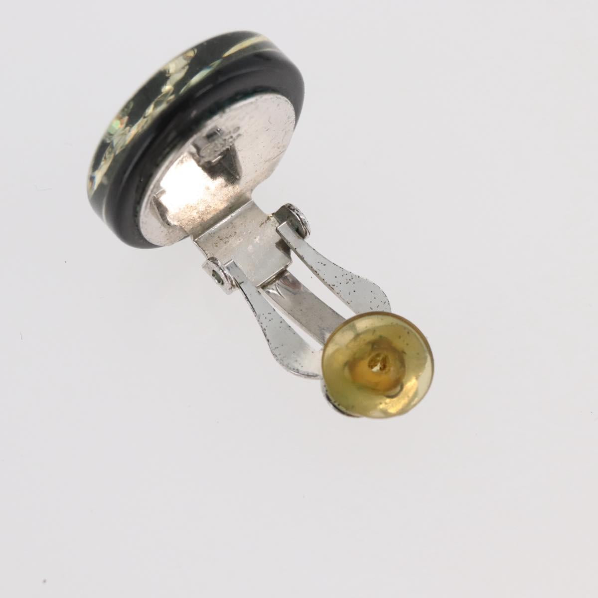 CHANEL Earring plastic Black CC Auth 178395M