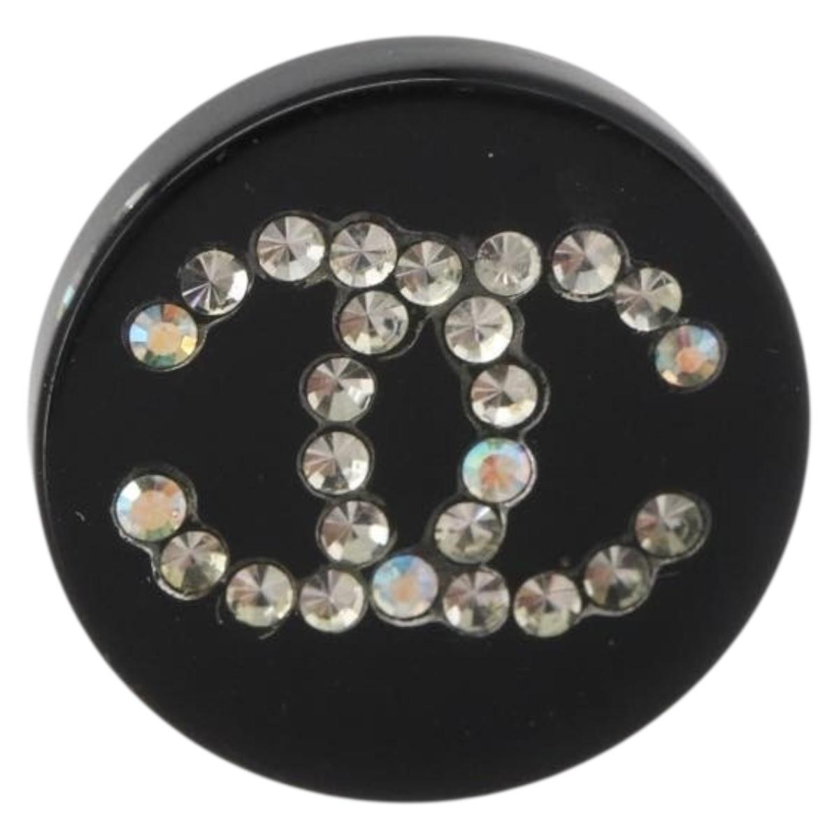 CHANEL Earring plastic Black CC Auth 178395M